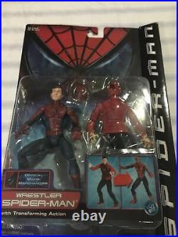 Vintage Toy Biz 2002 Marvel Spider-Man movie figure wrestler Spider-Man On Card