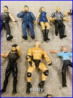 Vintage WWF WCW Lot Of 31 Elite Toy Figure Wrestlers 1990s Collection With Extras