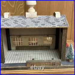 Vintage Wood De Luxe Fire Department Play Set with Vehicles, Figures & Trees