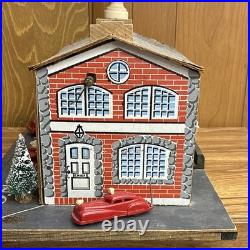 Vintage Wood De Luxe Fire Department Play Set with Vehicles, Figures & Trees