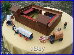 Vintage Wood Fort No. XXX Fort Laramie Wagons Figures Not Included