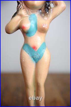 Vintage chalkware carnival prize figure pin up girl flapper toy risque statue