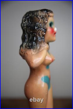 Vintage chalkware carnival prize figure pin up girl flapper toy risque statue
