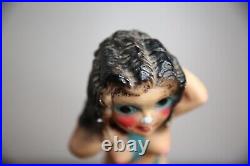Vintage chalkware carnival prize figure pin up girl flapper toy risque statue