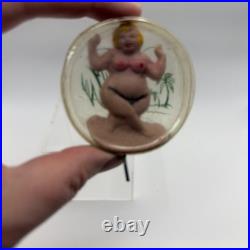 Vintage crank wind Chubby Lady plastic case rubber figure that Wiggles BBW