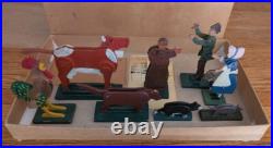 Vintage wooden toy figures Cottage with thatched roof The House that Jack Built