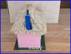 Vintage wooden toy figures Cottage with thatched roof The House that Jack Built