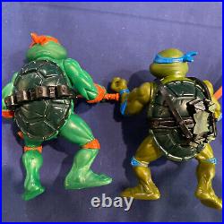 Vntg TMNT Action Figure Lot 1988 of 6 3 Soft head turtles 3 Hard Head Figs