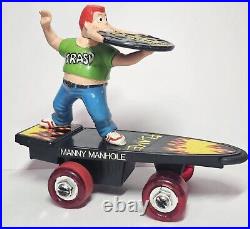 Vtg 1986 Playtime Motorized Skateboard Smack Ups Manny Manhole Rare 80s Banned