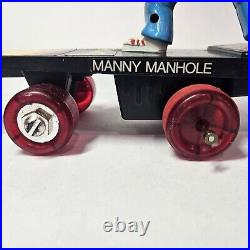 Vtg 1986 Playtime Motorized Skateboard Smack Ups Manny Manhole Rare 80s Banned