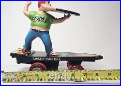 Vtg 1986 Playtime Motorized Skateboard Smack Ups Manny Manhole Rare 80s Banned