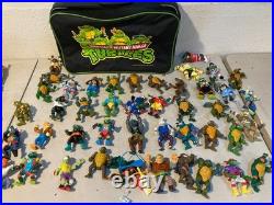 Vtg 1988-1992 TMNT Action Figure Lot of 44 + Case Accessories Playmates Toys