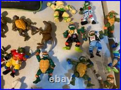 Vtg 1988-1992 TMNT Action Figure Lot of 44 + Case Accessories Playmates Toys