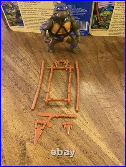 Vtg 1988 complete TMNT Set 4 Figures Lot W 10 Back Cardback w weapon racks