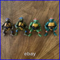 Vtg 1988 complete TMNT Set 4 Figures Lot W 10 Back Cardback w weapon racks