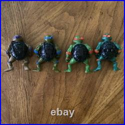 Vtg 1988 complete TMNT Set 4 Figures Lot W 10 Back Cardback w weapon racks