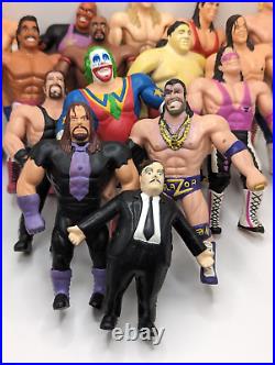 Vtg 1990s Official WWF Just Toys Bend-Ems Poseable Wrestling Figure Lot Of 15