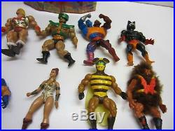Vtg MOTU Masters Of The Universe He Man Carrying Case Action Figure Toy Lot of 9