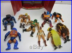 Vtg MOTU Masters Of The Universe He Man Carrying Case Action Figure Toy Lot of 9