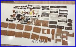Vtg Marx Fort Apache Playset Lot 102 Pc Log Cabin Fences Figures Accessories