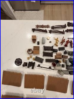 Vtg Marx Fort Apache Playset Lot 102 Pc Log Cabin Fences Figures Accessories