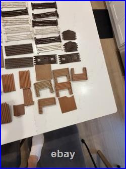 Vtg Marx Fort Apache Playset Lot 102 Pc Log Cabin Fences Figures Accessories