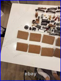 Vtg Marx Fort Apache Playset Lot 102 Pc Log Cabin Fences Figures Accessories