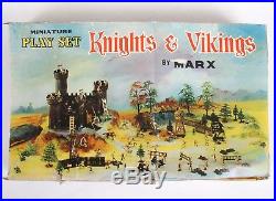 Vtg Marx KNIGHTS & VIKINGS Miniature Play Set w Handpainted Figures, Castle MORE