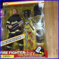 Vtg Power Team Elite GI Joe 12 Firefighter Action Figure Accessory Toy Lot NIB