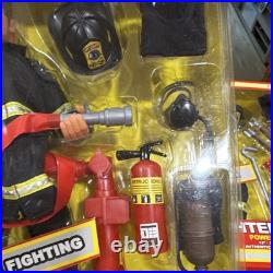 Vtg Power Team Elite GI Joe 12 Firefighter Action Figure Accessory Toy Lot NIB