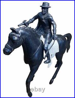 Walt Disney Productions ZORRO & TORNADO Horse Toy Black Figures Vntg 1950's